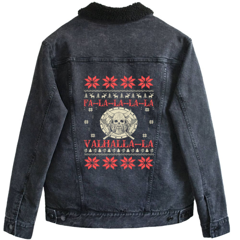 Merry Viking Ugly Christmas Sweater Funny Tshirt Unisex Sherpa-lined Denim Jacket | Artistshot