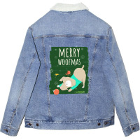 Merry Woofmas Christmas Festive Baubles Scene Dog Red Unisex Sherpa-lined Denim Jacket | Artistshot