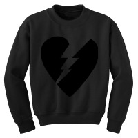 Black Broken Flash Heart Youth Sweatshirt | Artistshot