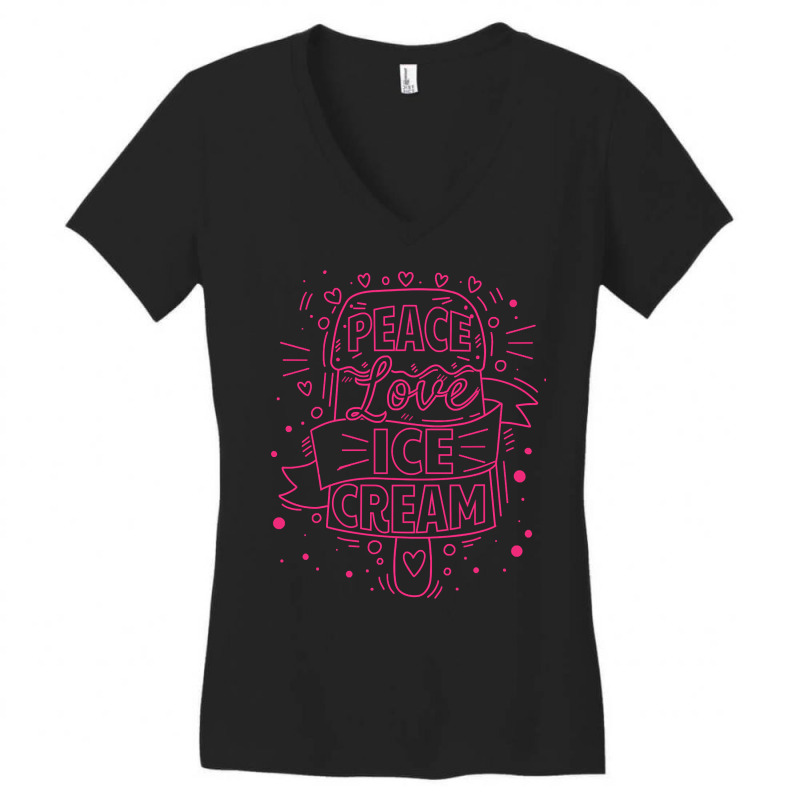 Peace Love Ice Cream Food Dessert Women's V-Neck T-Shirt by declangreenwood | Artistshot