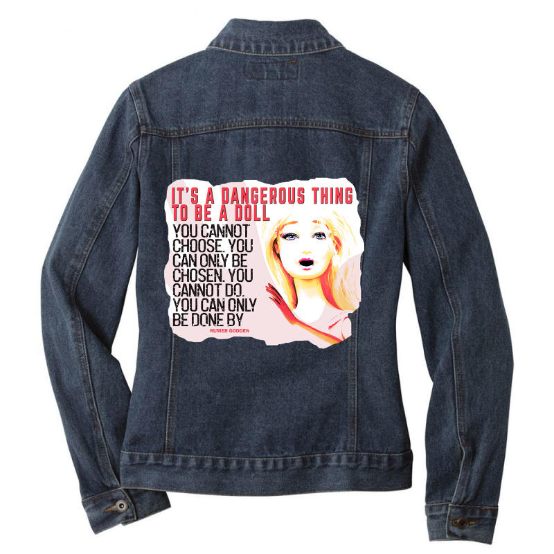 It's A Dangerous Thing To Be A Doll Ladies Denim Jacket by Box Bingham | Artistshot