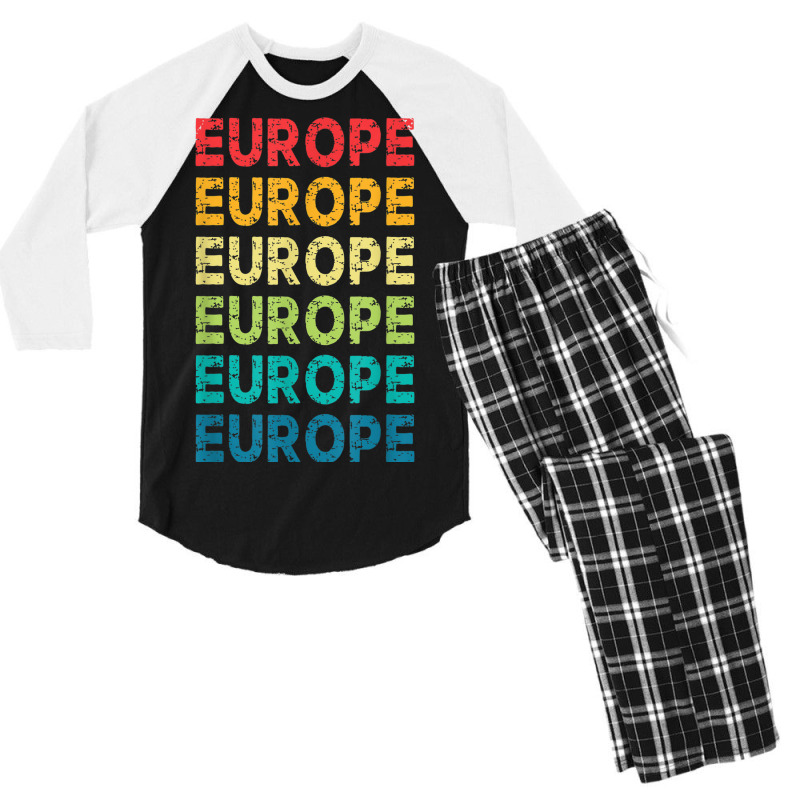 Europe I Love To Travel Abroad Paris France England Men's 3/4 Sleeve Pajama Set by ALVAILLONJ | Artistshot