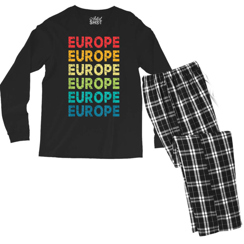 Europe I Love To Travel Abroad Paris France England Men's Long Sleeve Pajama Set by ALVAILLONJ | Artistshot