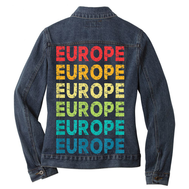 Europe I Love To Travel Abroad Paris France England Ladies Denim Jacket by ALVAILLONJ | Artistshot