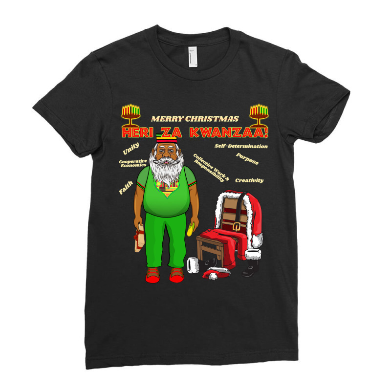 Cool Kwanzaa Holiday Seven Principles Santa Outfit Dad Men Sweatshirt Ladies Fitted T-Shirt by kadejahdomenick | Artistshot