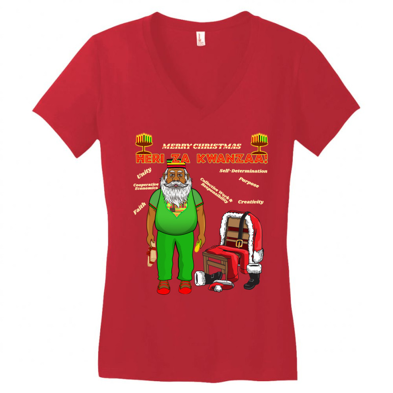 Cool Kwanzaa Holiday Seven Principles Santa Outfit Dad Men Sweatshirt Women's V-Neck T-Shirt by kadejahdomenick | Artistshot