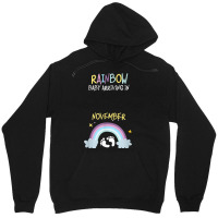 Pregnancy Announcement Rainbow Baby Arriving In November Unisex Hoodie | Artistshot