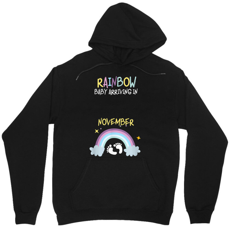 Pregnancy Announcement Rainbow Baby Arriving In November Unisex Hoodie by KEVINHAVEZ | Artistshot