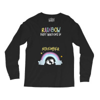 Pregnancy Announcement Rainbow Baby Arriving In November Long Sleeve Shirts | Artistshot