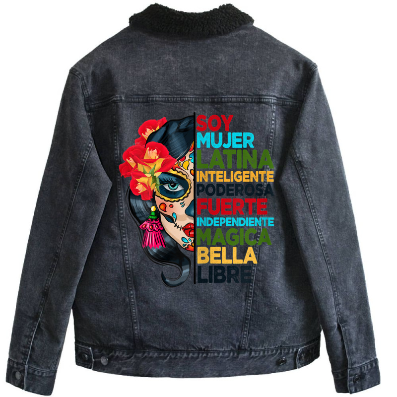 Womens Soy Mujer Latina Tee Poderosa Magica Bella Hispanic Heritage T Unisex Sherpa-Lined Denim Jacket by matheeishilo | Artistshot