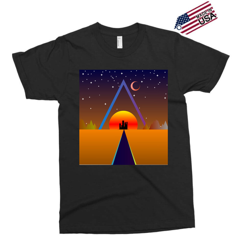 Retro Sunset, Triangle And Moon, Retro Landscape Exclusive T-shirt | Artistshot