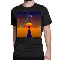 Retro Sunset, Triangle And Moon, Retro Landscape Classic T-shirt | Artistshot