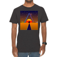 Retro Sunset, Triangle And Moon, Retro Landscape Vintage T-shirt | Artistshot