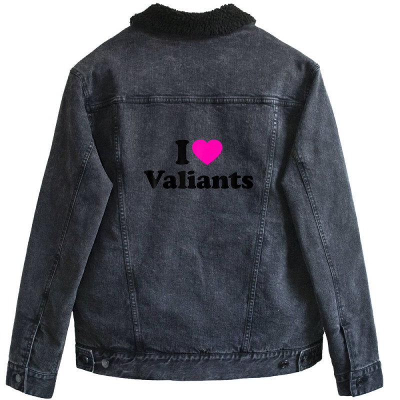 Valiants Love Heart College University Alumni Unisex Sherpa-lined Denim Jacket | Artistshot