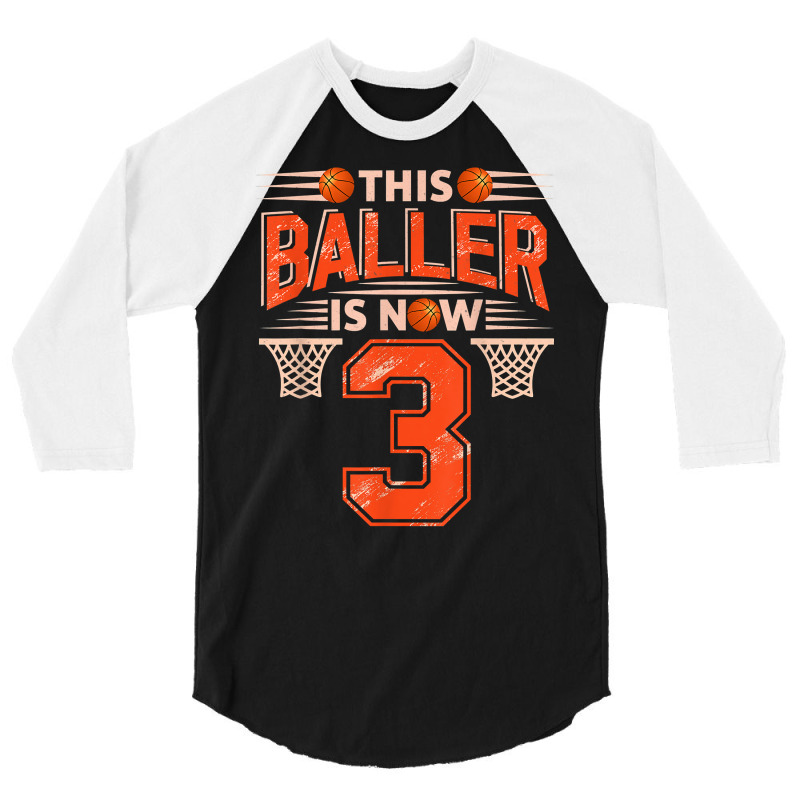 3rd Birthday Sport 3 Years Old Basketball 3 Boys Kids T Shirt 3/4 Sleeve Shirt | Artistshot