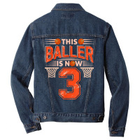 3rd Birthday Sport 3 Years Old Basketball 3 Boys Kids T Shirt Men Denim Jacket | Artistshot