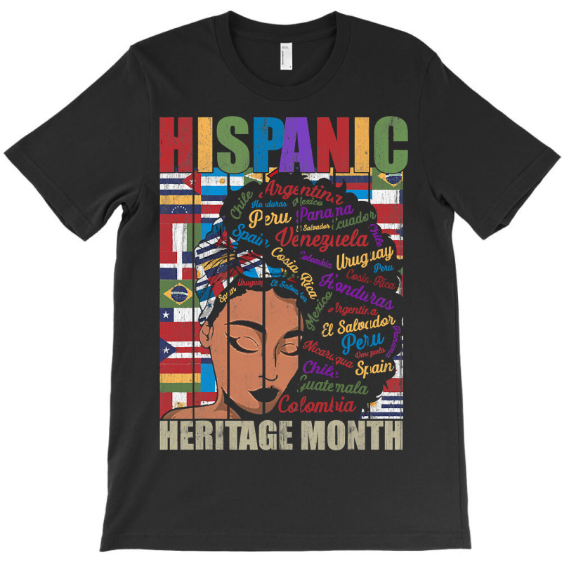 Latina Woman Art Hispanic Heritage Month Latin Country Flags 188 T-Shirt by stress | Artistshot