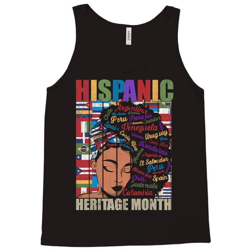 Latina Woman Art Hispanic Heritage Month Latin Country Flags 188 Tank Top by stress | Artistshot