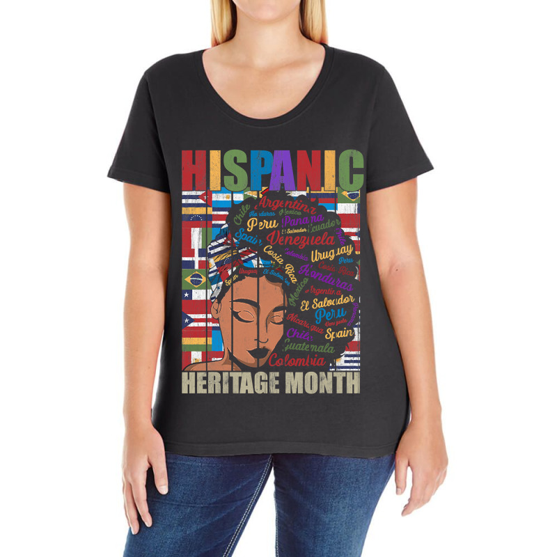 Latina Woman Art Hispanic Heritage Month Latin Country Flags 188 Ladies Curvy T-Shirt by stress | Artistshot