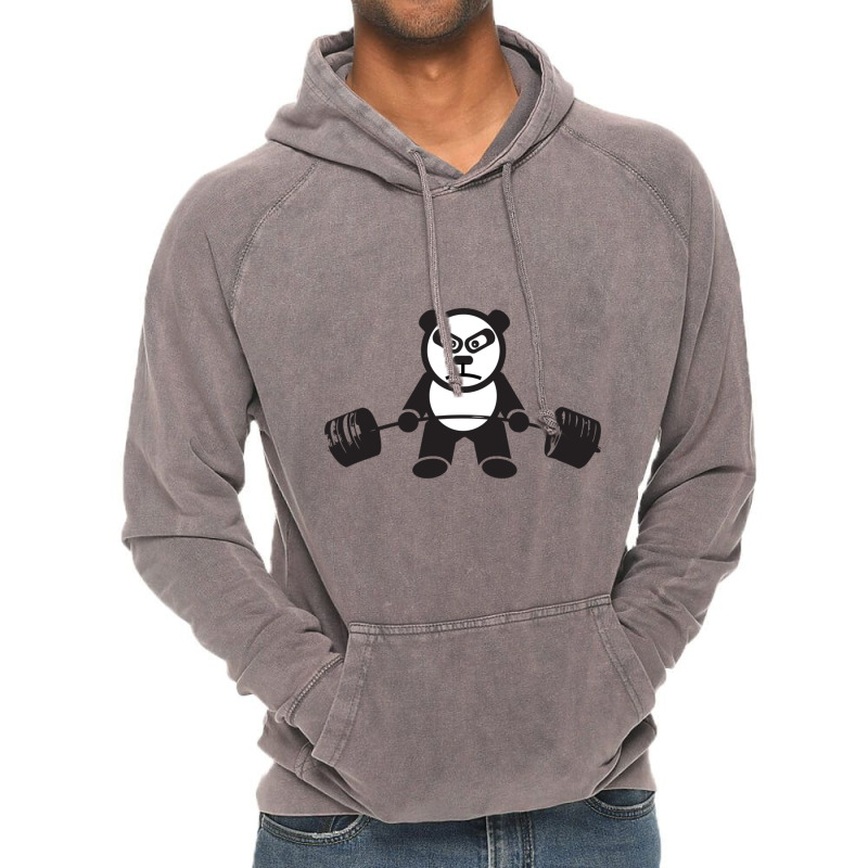 Cute Panda Bear Weightlifting  Deadlift Vintage Hoodie | Artistshot