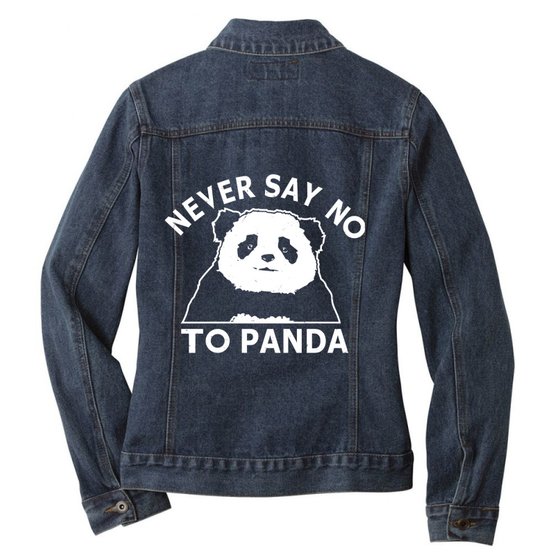 Never Say No To Panda Ladies Denim Jacket by Min08 | Artistshot