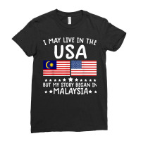 Malaysian Roots Shirt Half American Flag Malaysiaflag Tee T Shirt Ladies Fitted T-shirt | Artistshot