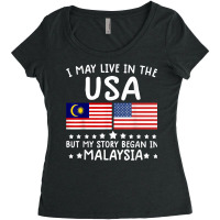 Malaysian Roots Shirt Half American Flag Malaysiaflag Tee T Shirt Women's Triblend Scoop T-shirt | Artistshot