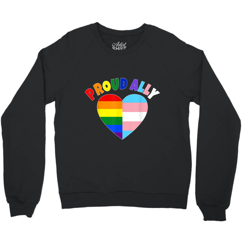 Proud Ally Lgbt Rainbow Heart Tee  Gay Pride Month Crewneck Sweatshirt | Artistshot