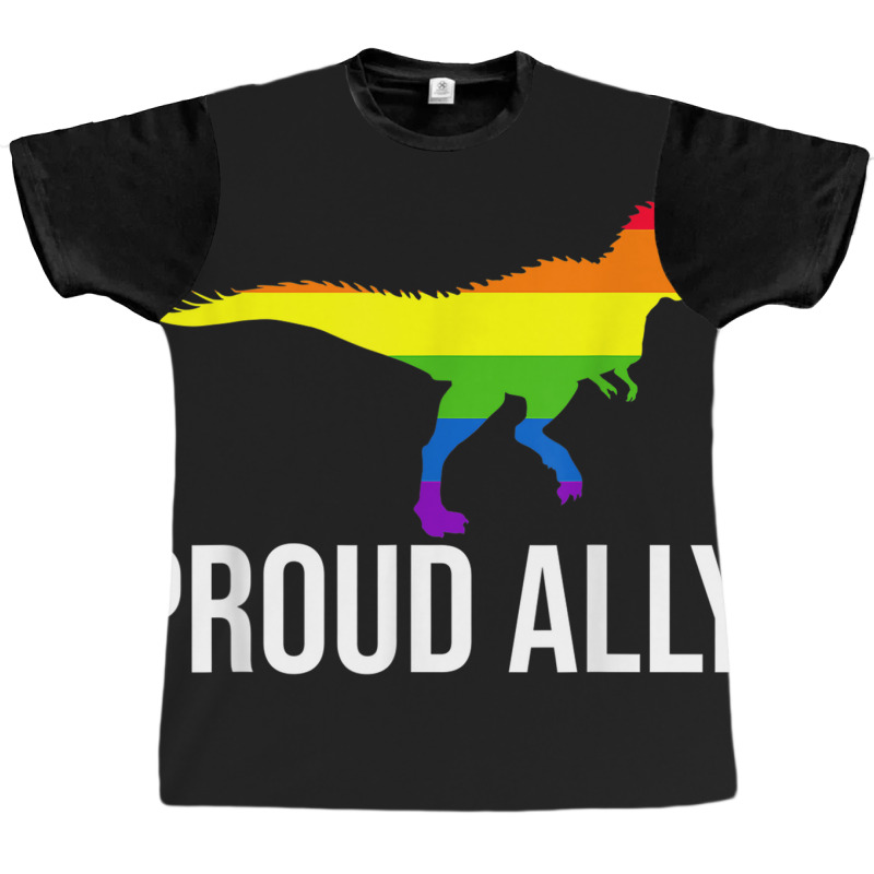 Proud Ally Pride Shirt Gay Lgbt Day Month Dino Rainbow Graphic T-shirt | Artistshot