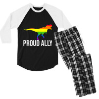 Proud Ally Pride Shirt Gay Lgbt Day Month Dino Rainbow Men's 3/4 Sleeve Pajama Set | Artistshot