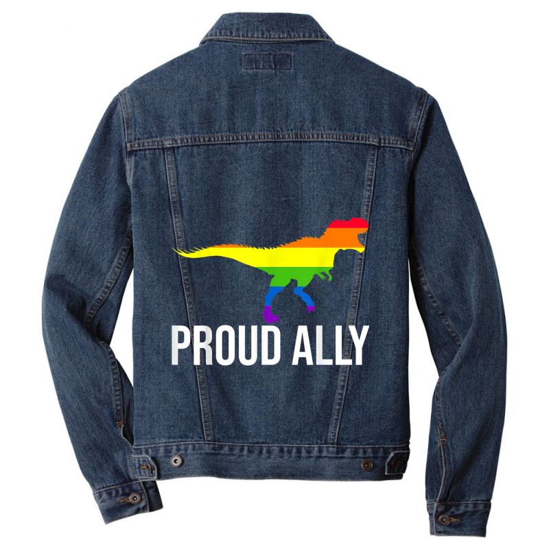 Proud Ally Pride Shirt Gay Lgbt Day Month Dino Rainbow Men Denim Jacket | Artistshot