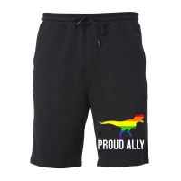 Proud Ally Pride Shirt Gay Lgbt Day Month Dino Rainbow Fleece Short | Artistshot