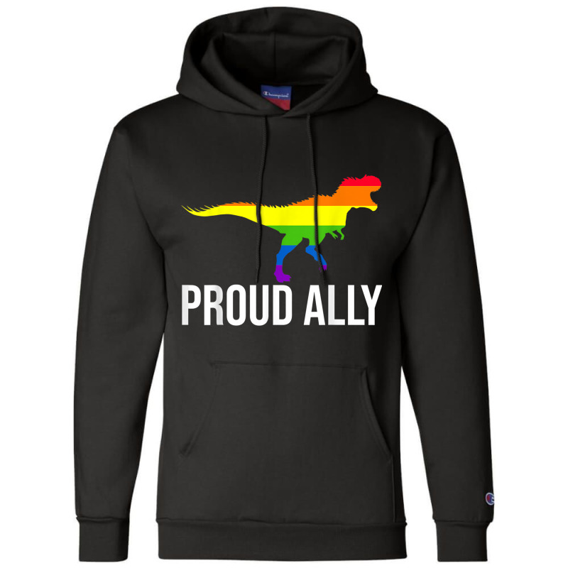 Proud Ally Pride Shirt Gay Lgbt Day Month Dino Rainbow Champion Hoodie | Artistshot