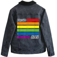 Proud Ally Pride Shirt Gay Lgbt Day Month Flag Rainbow Unisex Sherpa-lined Denim Jacket | Artistshot