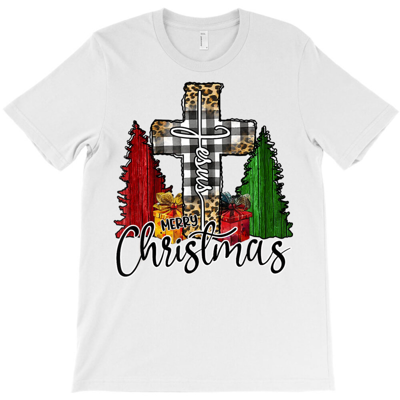 Merry Christmas Buffalo Plaid God Jesus Faith Cross T Shirt T-shirt | Artistshot