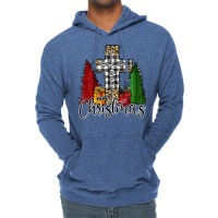 Merry Christmas Buffalo Plaid God Jesus Faith Cross T Shirt Lightweight Hoodie | Artistshot