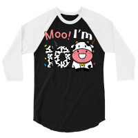 Moo I'm 10 Barnyard Farm Cow 10th Birthday 10 Year Old Bday T Shirt 3/4 Sleeve Shirt | Artistshot