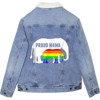 Proud Lgbt Mama Rainbow Elephant   Gay Pride Mom Unisex Sherpa-lined Denim Jacket | Artistshot