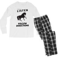 Does Not Listen Or Follow Directions Black Horse Silhouette Men's Long Sleeve Pajama Set | Artistshot