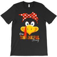 One Thankful Nany Thanksgiving Mom Turkey Messy Bun T Shirt T-shirt | Artistshot