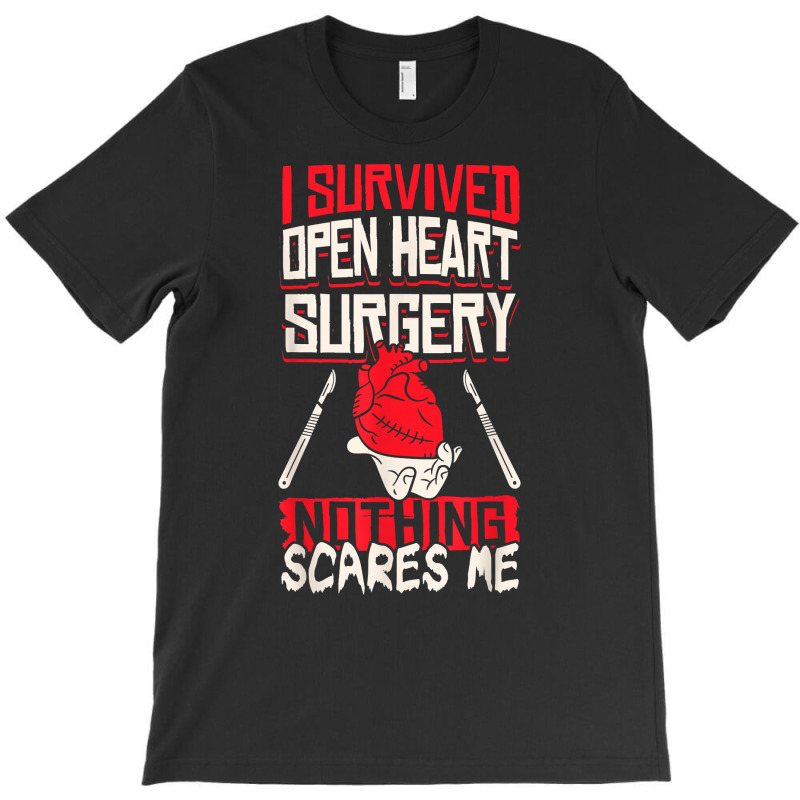 Open Heart Surgery Bypass Awareness Heart I Survived Open T Shirt T-shirt | Artistshot