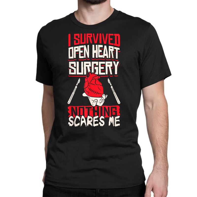 Open Heart Surgery Bypass Awareness Heart I Survived Open T Shirt Classic T-shirt | Artistshot