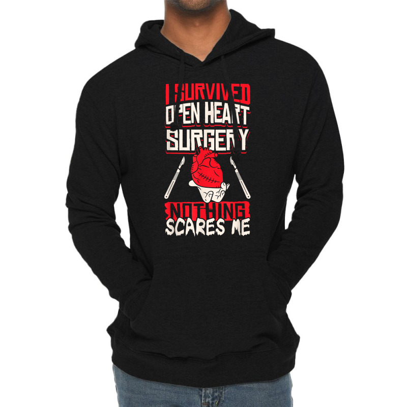 Open Heart Surgery Bypass Awareness Heart I Survived Open T Shirt Lightweight Hoodie | Artistshot