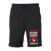 Open Heart Surgery Bypass Awareness Heart I Survived Open T Shirt Fleece Short | Artistshot