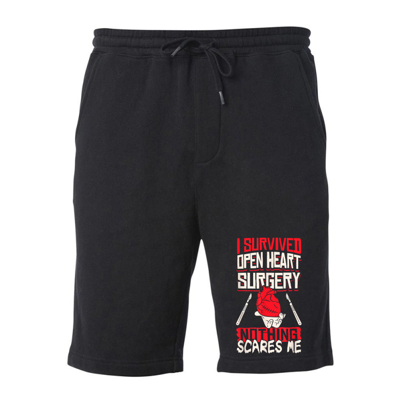 Open Heart Surgery Bypass Awareness Heart I Survived Open T Shirt Fleece Short | Artistshot