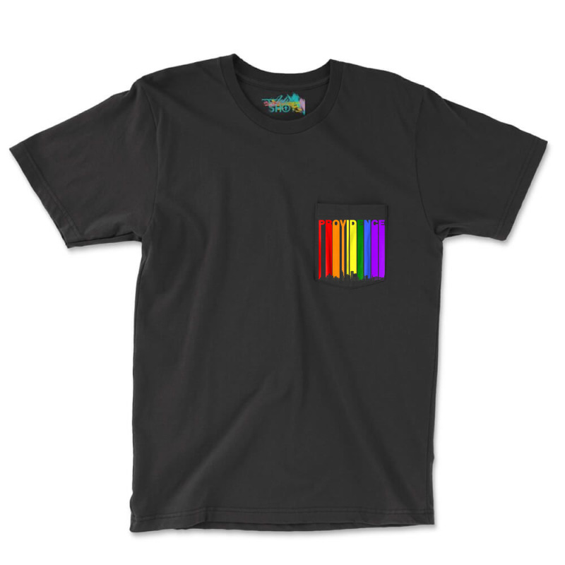 Providence Rhode Island Skyline Rainbow Lgbt Gay Pride Shirt Pocket T-Shirt by KEVINHAVEZ | Artistshot