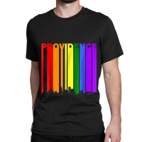 Providence Rhode Island Skyline Rainbow Lgbt Gay Pride Shirt Classic T-shirt | Artistshot