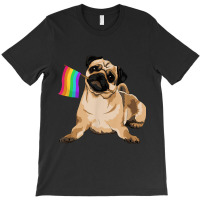 Pug Dog Rainbow Flag Lgbt T Shirt Gay Pride T-shirt | Artistshot