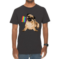 Pug Dog Rainbow Flag Lgbt T Shirt Gay Pride Vintage T-shirt | Artistshot