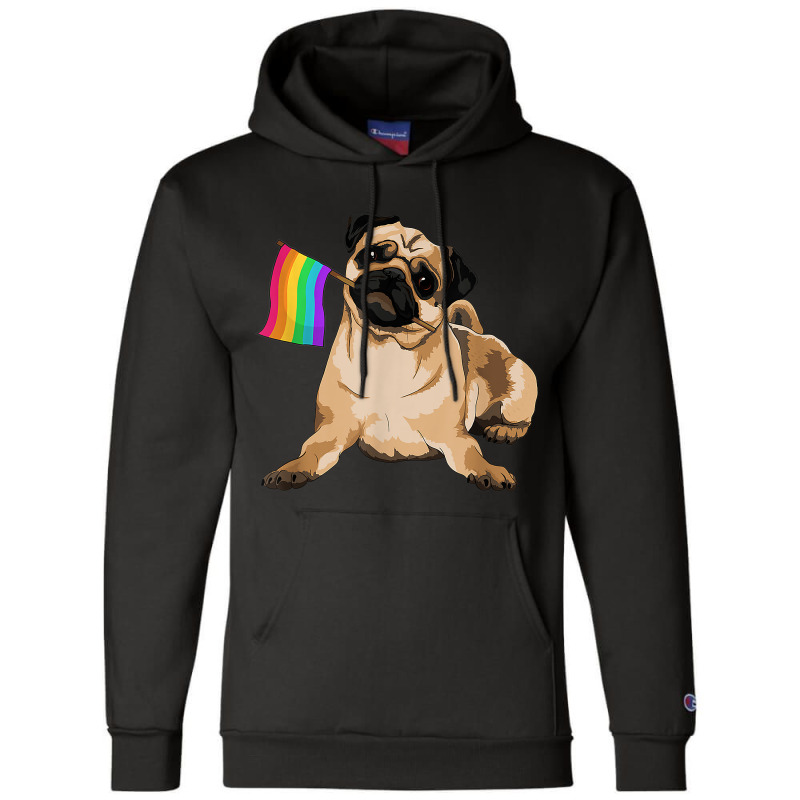 Pug Dog Rainbow Flag Lgbt T Shirt Gay Pride Champion Hoodie | Artistshot